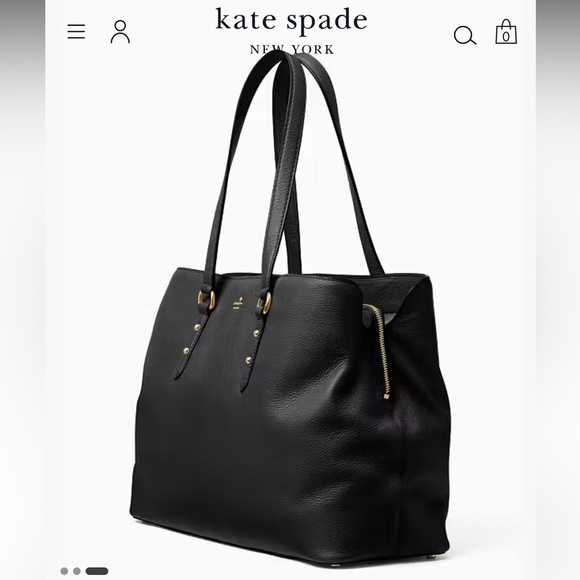 Kate Spade Black Leather Tote Bag - Picture 3 of 16